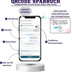 Digitale Spardose | Personalisiertes Geldgeschenk | QrCode Bild | Motiv Teddy