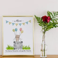 Digitale Spardose | Personalisiertes Geldgeschenk | QrCode Bild | Motiv Teddy