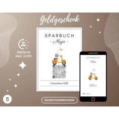 Digitale Spardose | Personalisiertes QrCode Geldgeschenk | Führerschein Auto Motorrad | Download