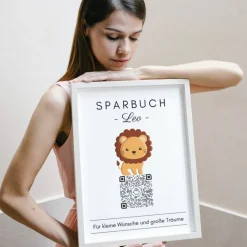 Digitale Spardose | Personalisiertes Geldgeschenk | QrCode Bild | Motiv Löwe
