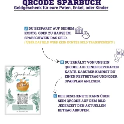 Digitale Spardose | Personalisiertes Geldgeschenk | QrCode Bild | Motiv Teddy