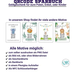 Digitale Spardose | Personalisiertes Geldgeschenk | QrCode Bild | Motiv Teddy