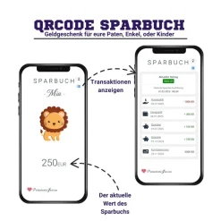 Digitales QrCode Sparbuch | Personalisiertes Geldgeschenk | Download | Verschiedene Motive