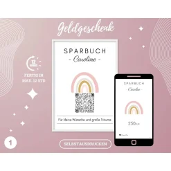 Digitales QrCode Sparbuch | Personalisiertes Geldgeschenk | Download | Verschiedene Motive