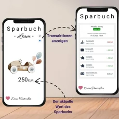 Digitales Sparbuch | Personalisiertes Geldgeschenk | QrCode Bild auf Leinwand 20x30cm | Motiv Auto