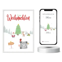 Digitales Sparbuch | Personalisiertes Geldgeschenk | QrCode Bild | Motiv Frohe Weihnachten
