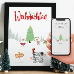 Digitales Sparbuch | Personalisiertes Geldgeschenk | QrCode Bild | Motiv Frohe Weihnachten