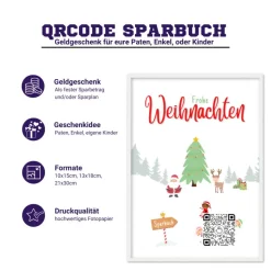 Digitales Sparbuch | Personalisiertes Geldgeschenk | QrCode Bild | Motiv Frohe Weihnachten