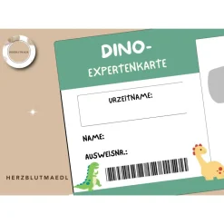 Dino Ausweis Bastelvorlage – Perfekt für Dino Kindergeburtstage oder Dinopartys - digitaler Download A4