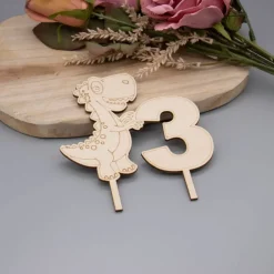 Dino Cake Topper – Zahlen 3,4,5,6 wählbar – Geburtstagstorte Dekoration – Kindergeburtstag Dinosaurier Motiv