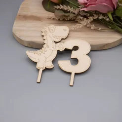 Dino Cake Topper – Zahlen 3,4,5,6 wählbar – Geburtstagstorte Dekoration – Kindergeburtstag Dinosaurier Motiv