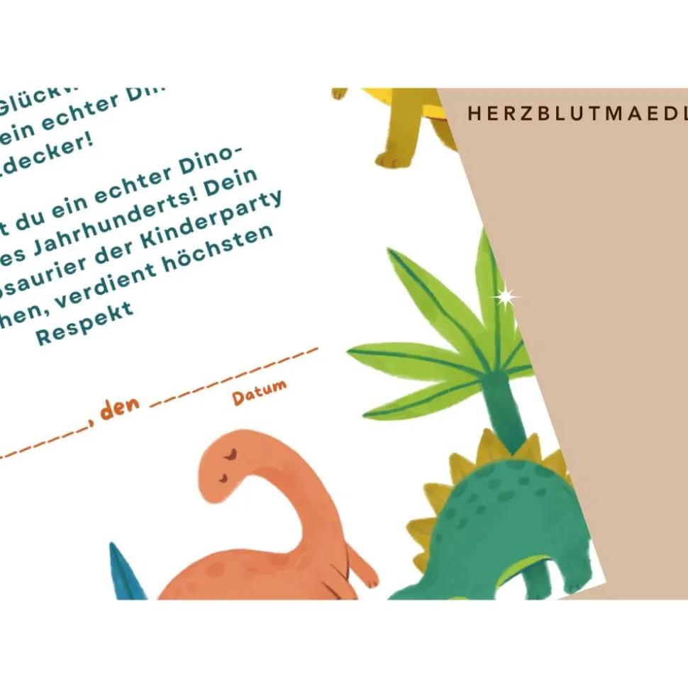 Dino Geburtstag: Urkunde für Dinoforscher in A4 - Perfektes Mitgebsel für die Dinoparty - einfach ausdrucken