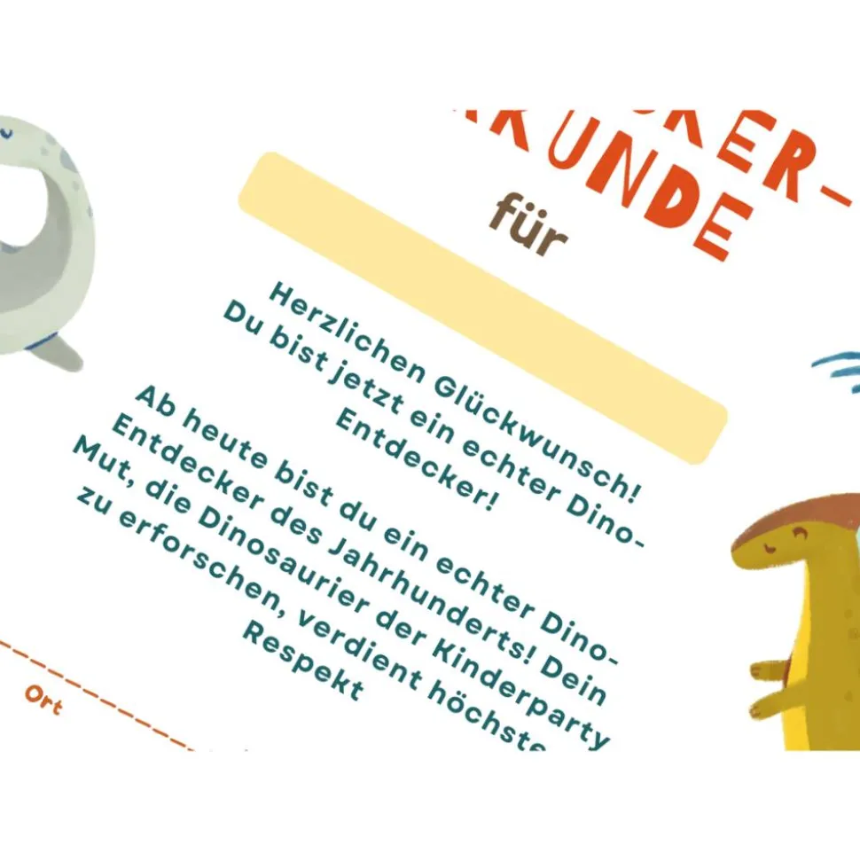 Dino Geburtstag: Urkunde für Dinoforscher in A4 - Perfektes Mitgebsel für die Dinoparty - einfach ausdrucken