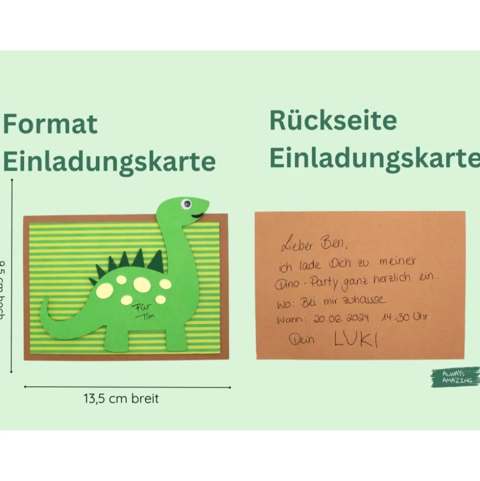 Dino Kindergeburtstag Bastelbox | Dino Girlande | Dino Deko Geburtstag | Dino Einladungskarten