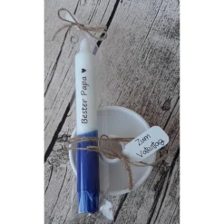 Dip Dye Stabkerze mit Kerzenhalter "Bester Papa" ~ Deko Kerze zum Vatertag ~ Deko Schale
