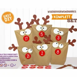 DIY Adventskalender Elch Rentier - DAS ORIGINAL zum selber Basteln und Befüllen - Bastelset