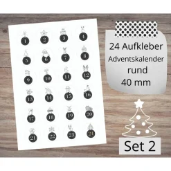 DIY Advetskalender mit Leinensäckchen, Aufkleber, Anhänger, Holzklammern