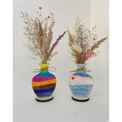 DIY Bastelset: Holzvase zum Selbstgestalten – mit Reagenzglas für Blumen. Geschenk Muttertag Vatertag