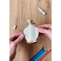 DIY Bastelset: Holzvase zum Selbstgestalten – mit Reagenzglas für Blumen. Geschenk Muttertag Vatertag