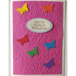 DIY Einladung zur Einschulung 10 Karten Regenbogen Schmetterlinge zum selber basteln