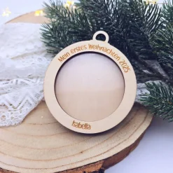 DIY Geschenk Weihnachten | Bastelset Holzanhänger mit Handabdruck – Erstes Weihnachten Geschenk für Kinder & Familie