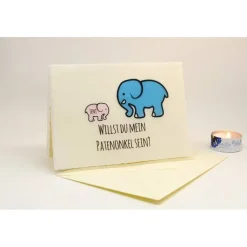 DIY Karte mit Elefant Willst du meine Patentante werden? Willst du mein Patenonkel werden? personalisiert