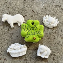 DIY Kindergeburtstag MalSet- 5 Rohlinge zum selber Bemalen - inklusive Farben, 1 Pinsel und Tüte zum mitgeben