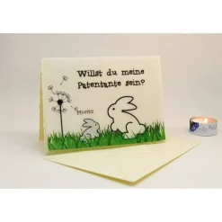 DIY Personalisierte Karte Transparentpapier mit Hasen Patentante fragen Patenonkel fragen