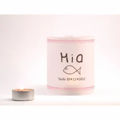 DIY personalisierte Lichthülle blaue Herzen Fisch Set zur Taufe Firmung Kommunion Konfirmation Bat Mizwa mit Namen