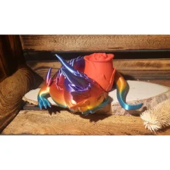 Drache mit Rose aus umweltfreundlichem 3D Bio-Kunststoff – Perfektes Geschenk