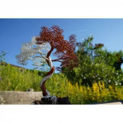 Drahtbaum, Verlobung Geschenk personalisierbar - einzigartiges Verlobungsgeschenk - Hochzeitsgeschenk aus Holz und Draht