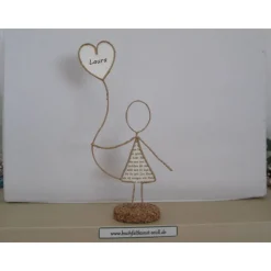 Drahtfigur mit Herzballon, personalisierbar, als Geschenk für Geburtstag/Valentinstag/Jahrestag/Weihnachten, ca. 20 cm