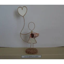 Drahtfigur mit Herzballon, personalisierbar mit Wunschtext, als Geldgeschenk z.B. für Geburtstag / Weihnachten, ca. 20cm