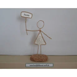 Drahtfigur mit Schild, personalisierbar mit Wunschtext, als Geschenk für Geburtstag, Weihnachten, etc., ca. 18 cm hoch