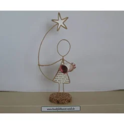 Drahtfigur mit Stern, für Geldgeschenk, z.B. für Weihnachten, Geburtstag etc., Höhe: ca. 20 cm