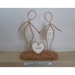 Drahtfigur "schwules Paar mit Herz", personalisierbar, Geschenk für Hochzeit/ Geburtstag/ Jahrestag/ Weihnachten, 15cm