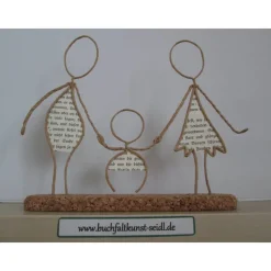 Drahtfiguren "Familie", als Geschenk für Geburt / Taufe oder als Deko, personalisierbar mit Wunschtext, 19cm