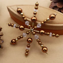 Drahtstern, Perlenstern, cognac transparent, Weihnachtsdekoration, Weihnachten, Advent, Deko, Geschenk