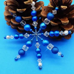 Drahtstern, Perlenstern, meerblau, crystal, Weihnachtssterne als Geschenk oder Baumanhänger