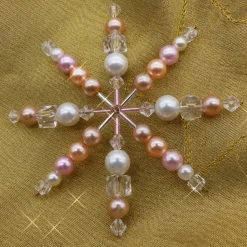 Drahtstern, Perlenstern, pastell creme crystal, Weihnachten, Advent, Deko, Baumschmuck