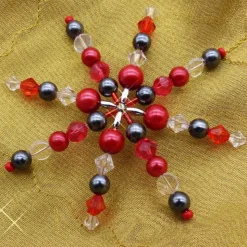 Drahtstern, Perlenstern, rot, anthrazit, crystal, Weihnachtsdeko, Advent, Geschenkanhänger, Baumschmuck