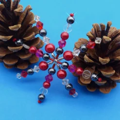Drahtstern, Perlenstern, rot, anthrazit, crystal, Weihnachtsdeko, Advent, Geschenkanhänger, Baumschmuck