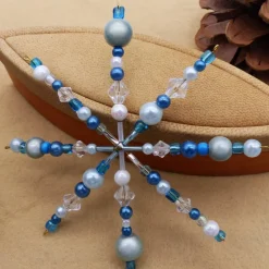 Drahtstern, Perlenstern, türkis grau silber, Weihnachtsdekoration, Weihnachten, Advent, Deko, Geschenk
