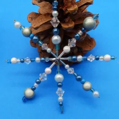 Drahtstern, Perlenstern, türkis grau silber, Weihnachtsdekoration, Weihnachten, Advent, Deko, Geschenk