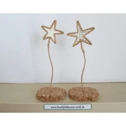 Drahtstern, weiß oder mit Buchtext (altdeutsche Schrift), als kleines Geschenk oder Dekoration zu Weihnachten, 14cm