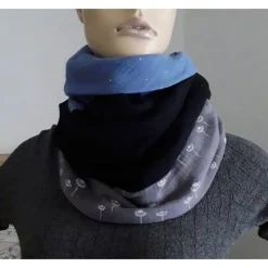 Dreiecktuch  / Musselin Double Gauze / blau schwarz grau/ Schaltuch / Halstuch/ Wickelschal/ Loop / Musselintuch