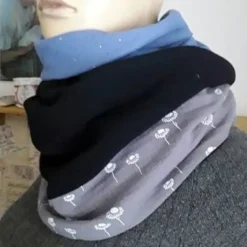 Dreiecktuch  / Musselin Double Gauze / blau schwarz grau/ Schaltuch / Halstuch/ Wickelschal/ Loop / Musselintuch