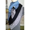 Dreiecktuch  / Musselin Double Gauze / blau schwarz grau/ Schaltuch / Halstuch/ Wickelschal/ Loop / Musselintuch