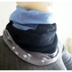 Dreiecktuch  / Musselin Double Gauze / blau schwarz grau/ Schaltuch / Halstuch/ Wickelschal/ Loop / Musselintuch