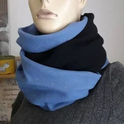 Dreiecktuch  / Musselin Double Gauze / blau schwarz grau/ Schaltuch / Halstuch/ Wickelschal/ Loop / Musselintuch